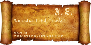 Marschall Rómeó névjegykártya